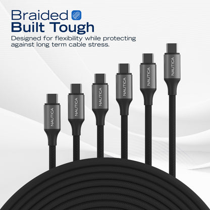 NAUTICA UCCCB17-03-04 4ft Black USB-C Charging and Data Cable (3-Pack)