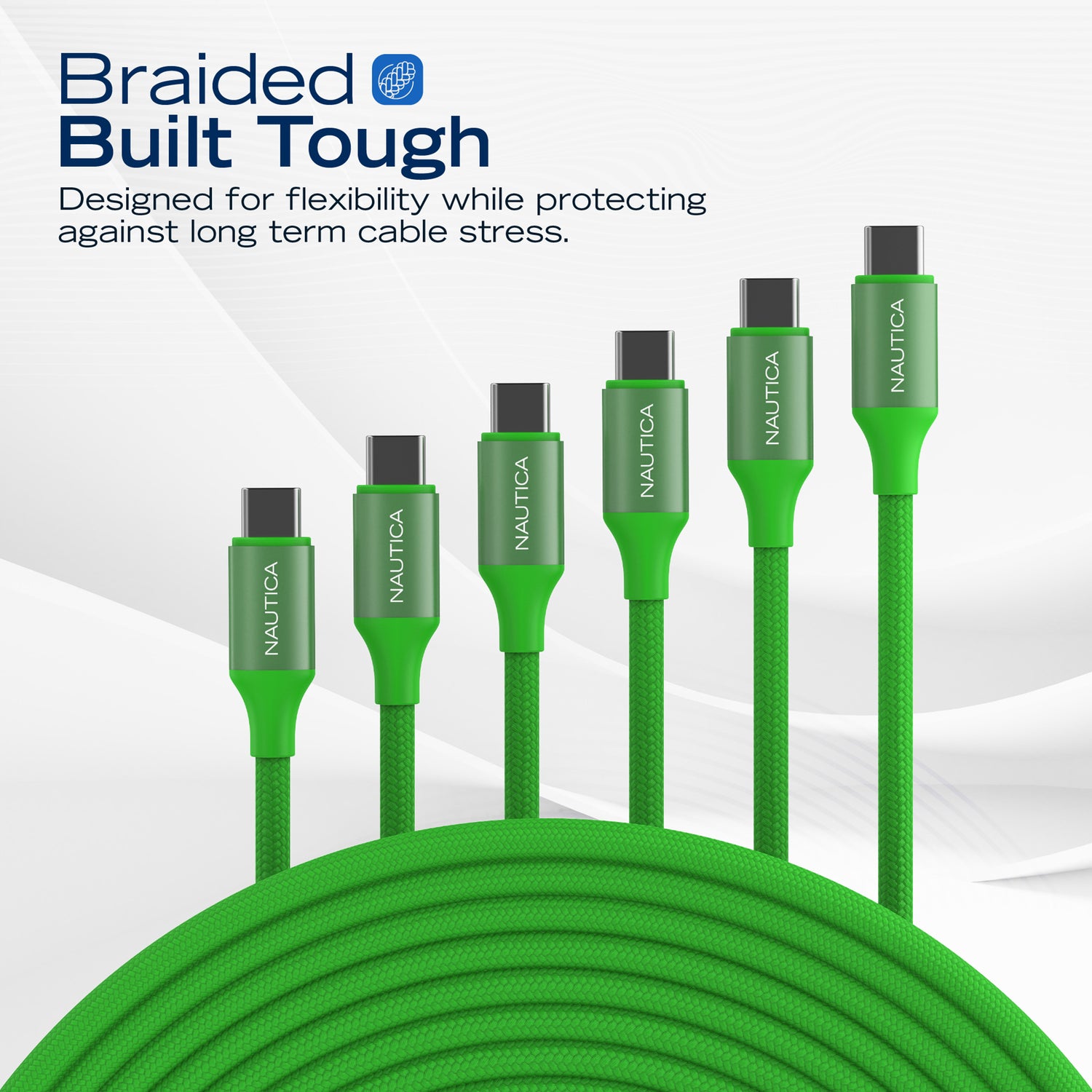 NAUTICA UCCCB17-05-04 3-Pack 4ft Green USB-C Charging and Data Cable
