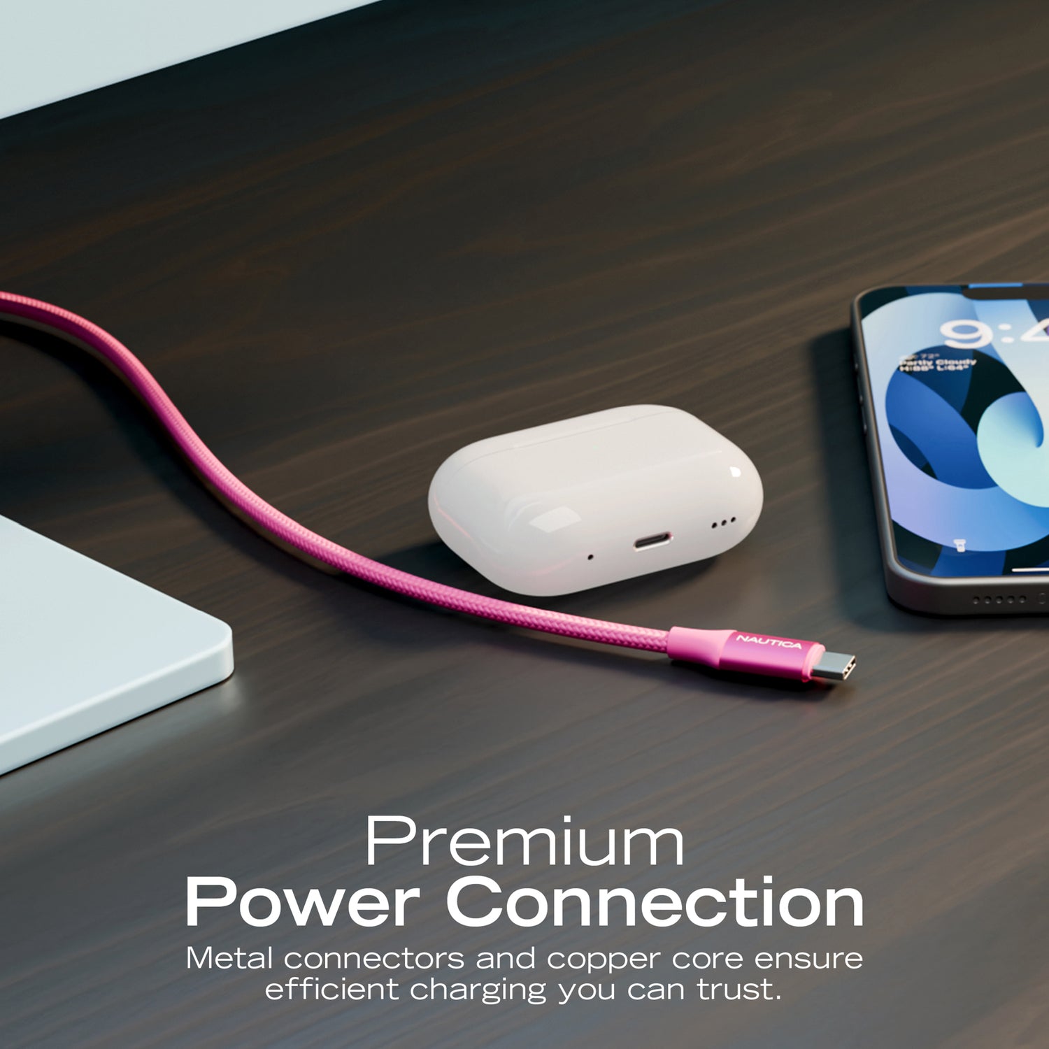 Nautica UCCCB17-09-04 4-Foot Pink USB-C Charging and Data Cable – 3-Pack