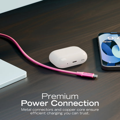 Nautica UCCCB17-09-04 4-Foot Pink USB-C Charging and Data Cable – 3-Pack