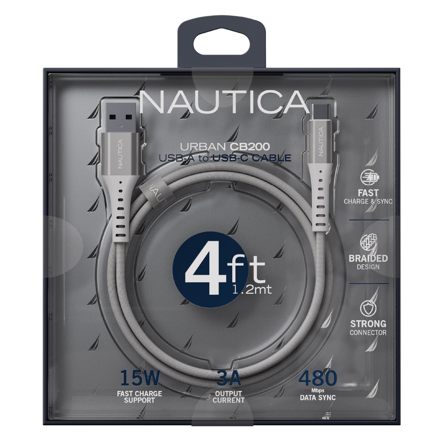 NAUTICA UCCCB02-02-04 4ft USB-A to USB-C Charging and Data Cable