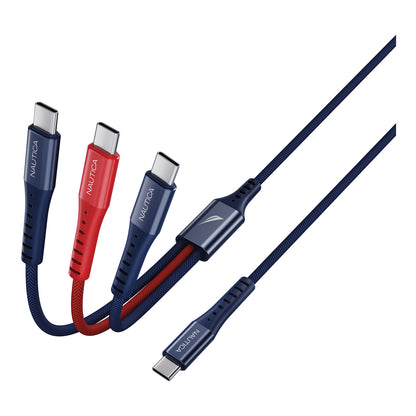 Nautica 4ft 3-in-1 USB-C Charging Cable UCCCB06-01-04 with Fast Charging and Data Transfer