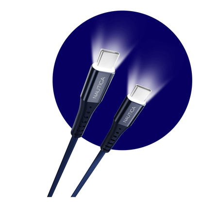 NAUTICA UCCCB10-01-04 4-Foot USB-C Charging and Data Cable with LED Indicator, Navy
