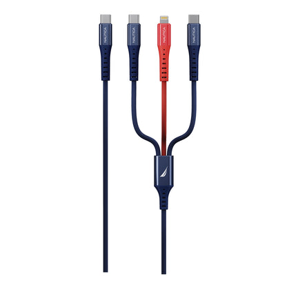 NAUTICA 60W 3-in-1 Charging Cable with USB-C to Lightning and Dual USB-C Connectors