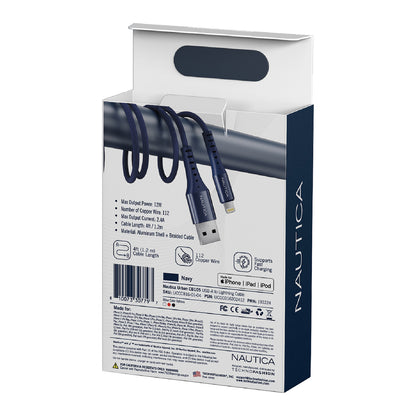 Nautica UCCCB16-01-04 4ft MFi-Certified Lightning Cable for iPhone, iPad, and iPod