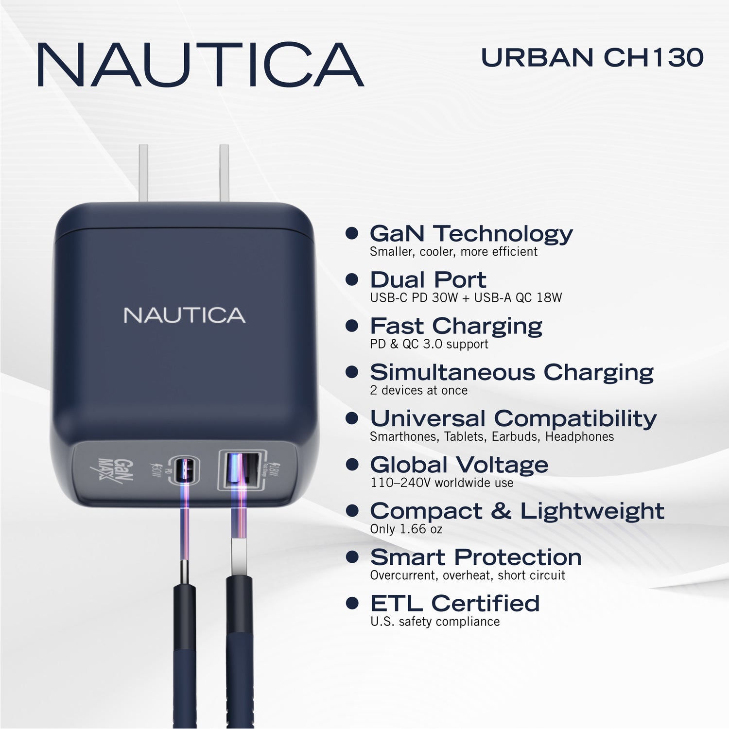 Nautica UCCCH03-01 30W USB-C Power Delivery and 18W USB-A Quick Charge Charger