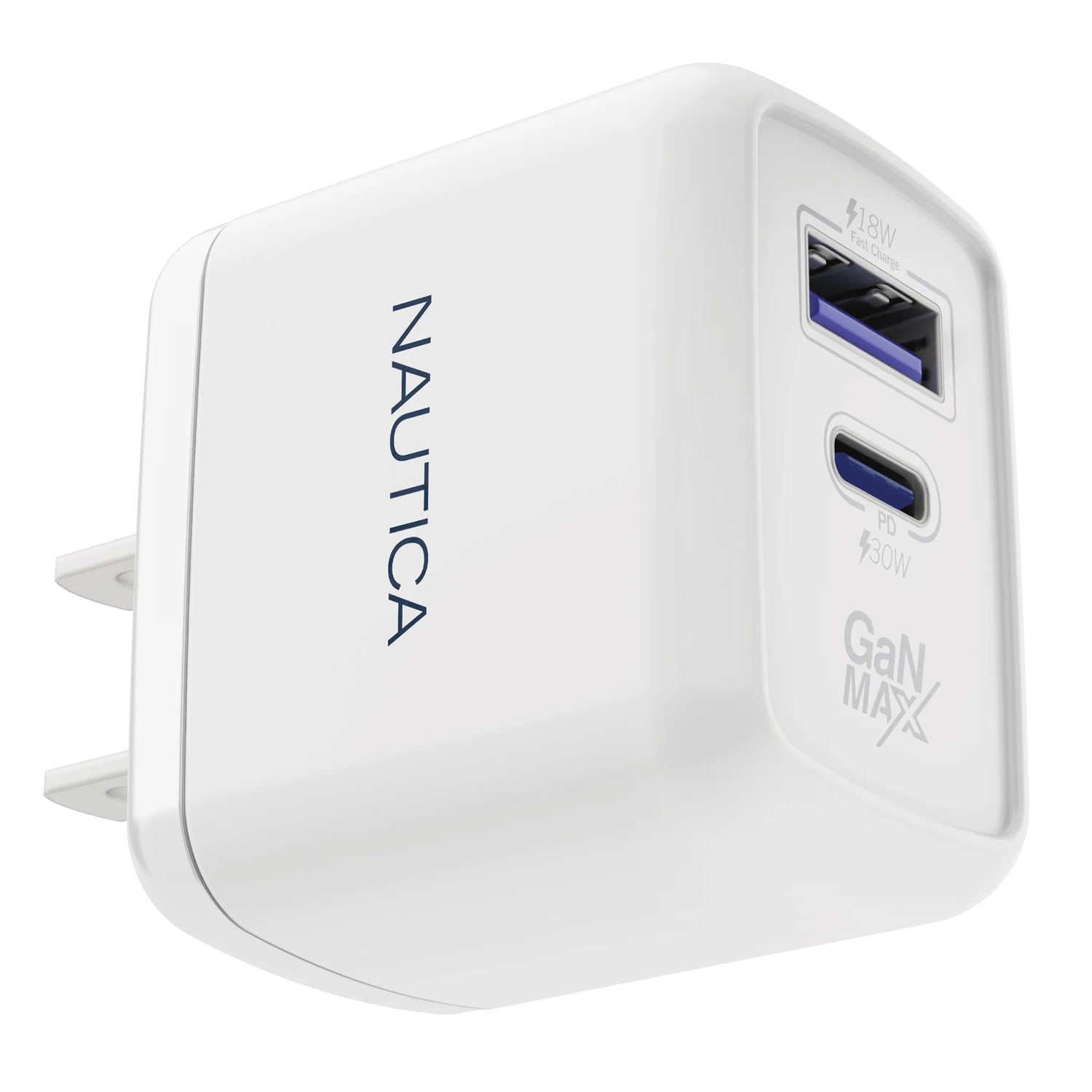 NAUTICA 30W USB-C Power Delivery and USB-A Quick-Charge 3.0 Wall Charger (Part Number UCCCH03-02)