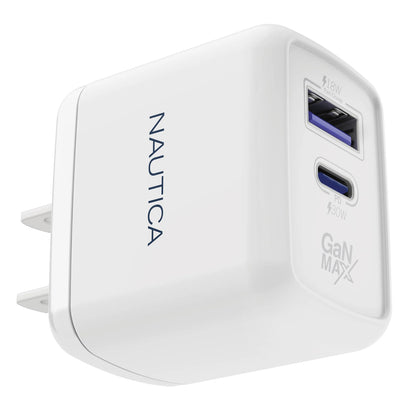NAUTICA 30W USB-C Power Delivery and USB-A Quick-Charge 3.0 Wall Charger (Part Number UCCCH03-02)