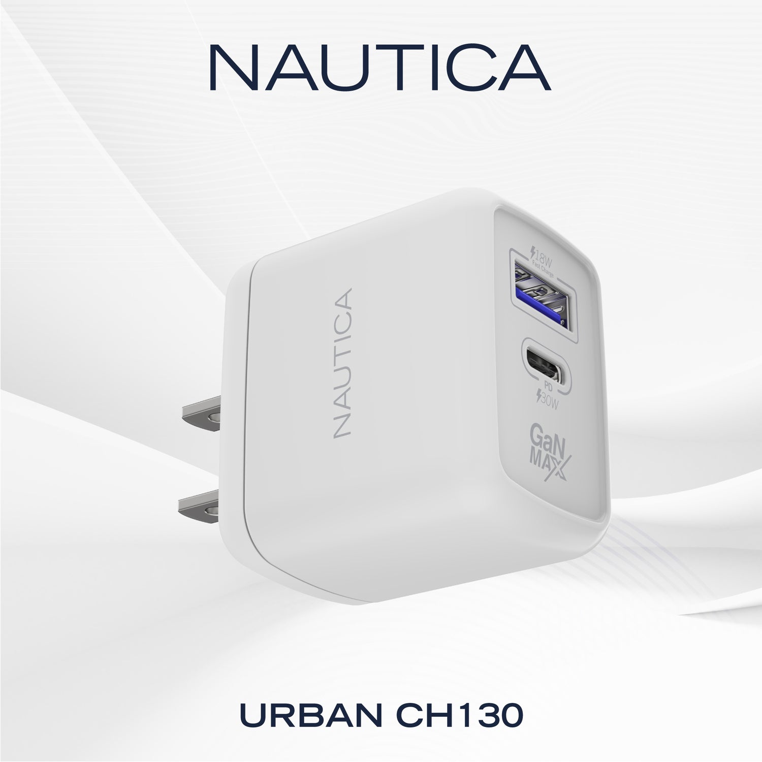 NAUTICA 30W USB-C Power Delivery and USB-A Quick-Charge 3.0 Wall Charger (Part Number UCCCH03-02)