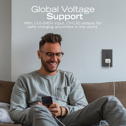 NAUTICA 30W USB-C Power Delivery and USB-A Quick-Charge 3.0 Wall Charger (Part Number UCCCH03-02)