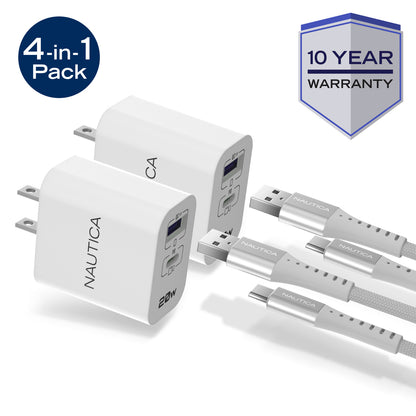 NAUTICA Turan Core 20 Charging Bundle with Dual USB-C Wall Chargers and Cables