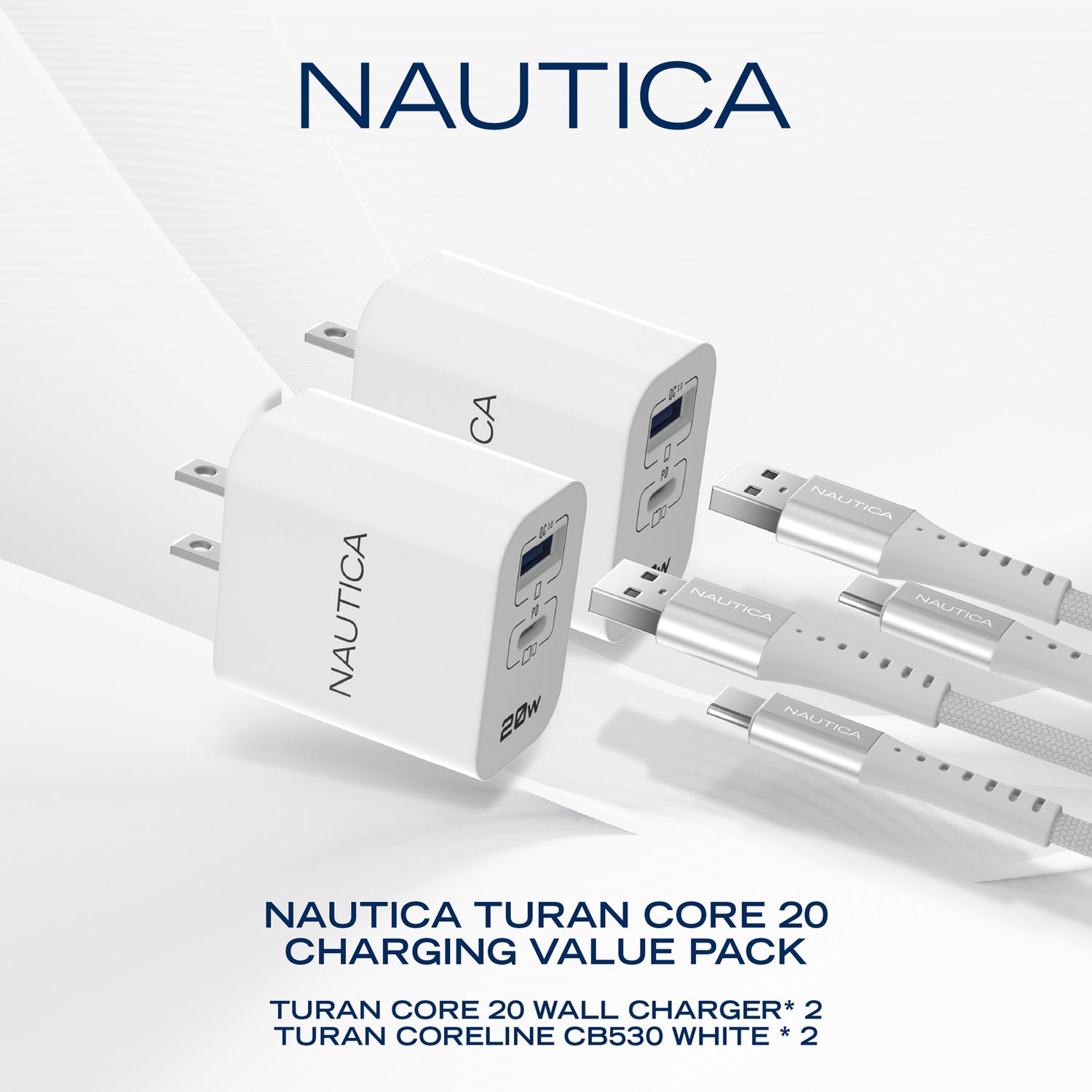NAUTICA Turan Core 20 Charging Bundle with Dual USB-C Wall Chargers and Cables