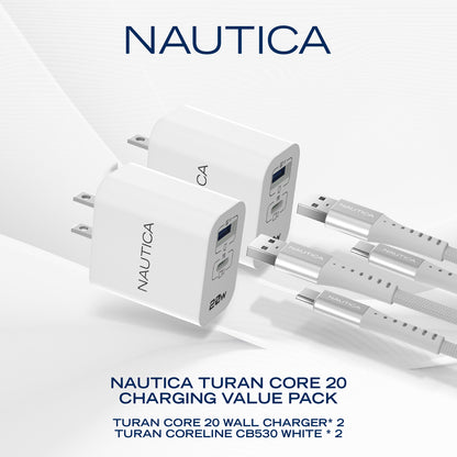 NAUTICA Turan Core 20 Charging Bundle with Dual USB-C Wall Chargers and Cables