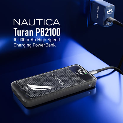 Nautica UCCPB10-03 10,000mAh Turbo Power Bank with Dual USB Ports and LED Display