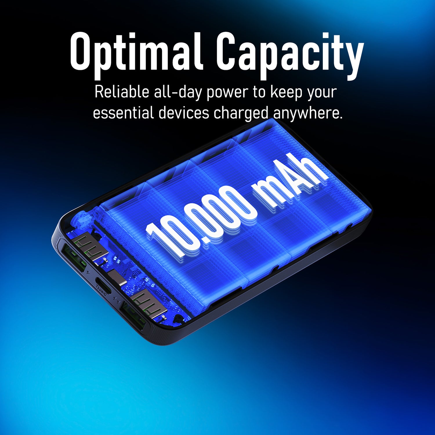 Nautica UCCPB10-03 10,000mAh Turbo Power Bank with Dual USB Ports and LED Display