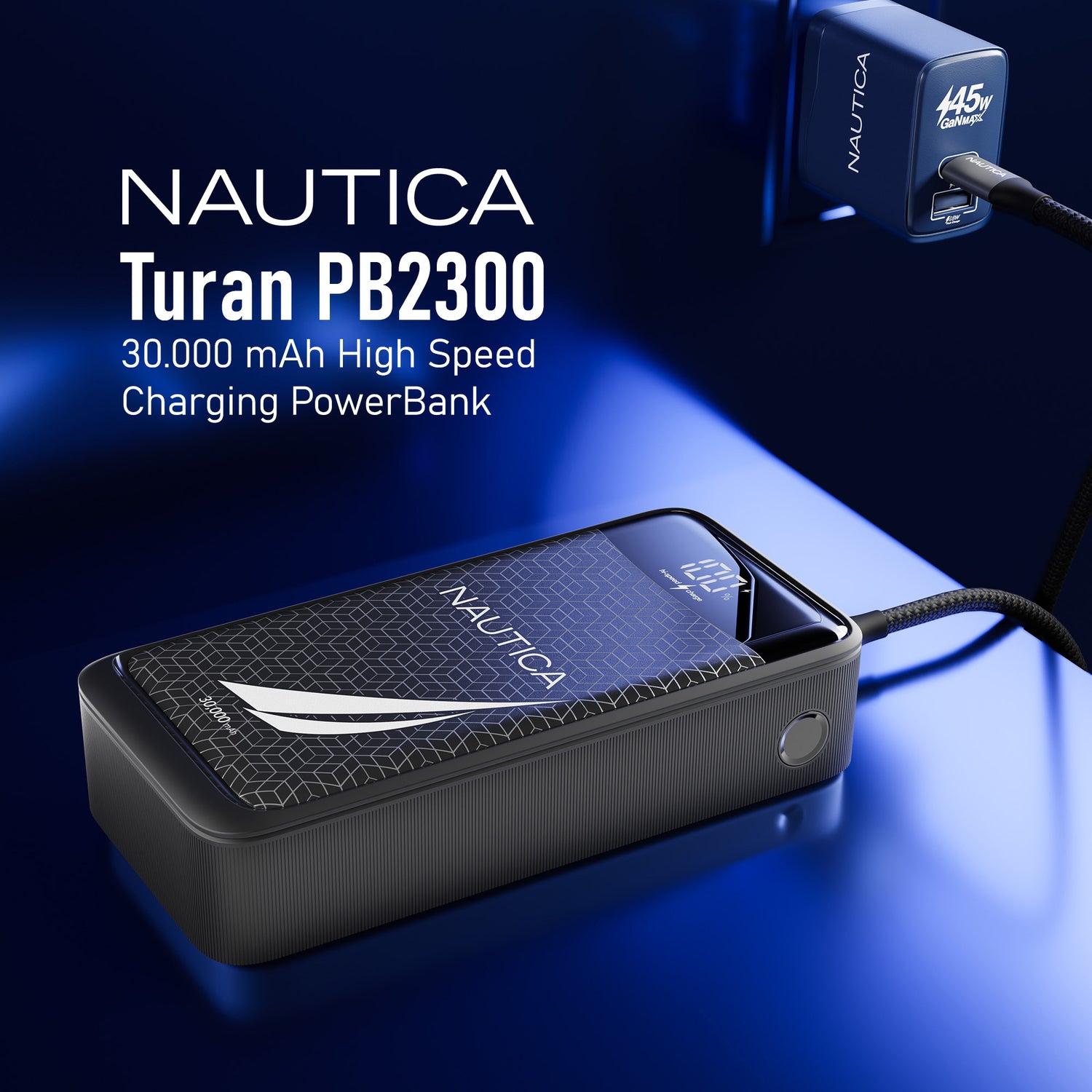 NAUTICA UCCPB12-03 30,000mAh Turbo Power Bank with Dual Charging and LED Display