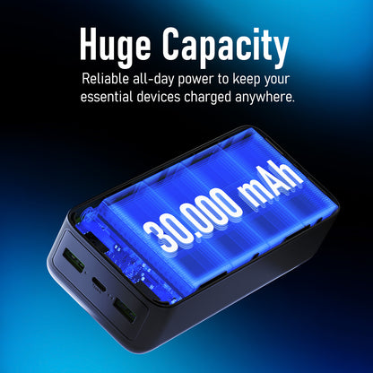 NAUTICA UCCPB12-03 30,000mAh Turbo Power Bank with Dual Charging and LED Display