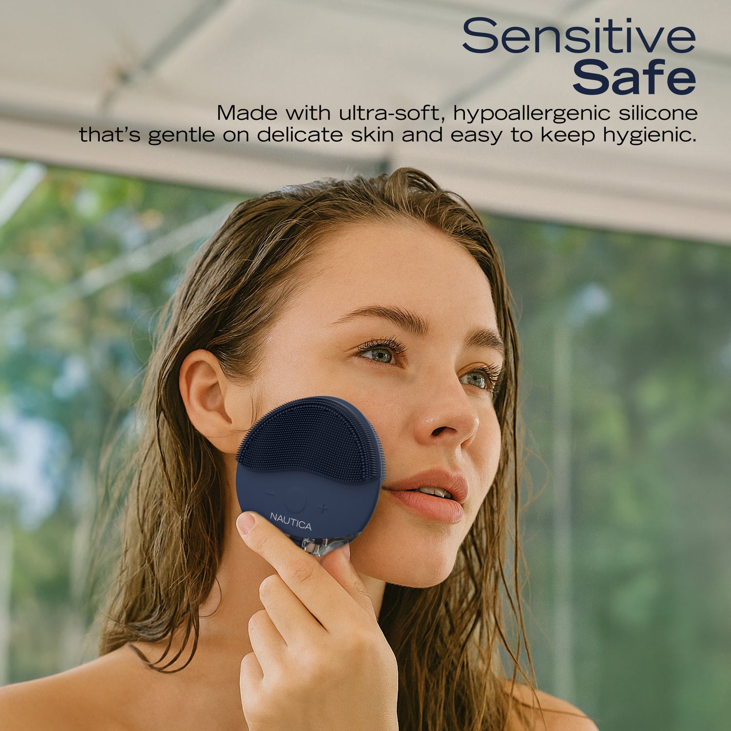 NAUTICA PC110 Sonic Facial Cleansing Brush with Night-Blue Ambient Light