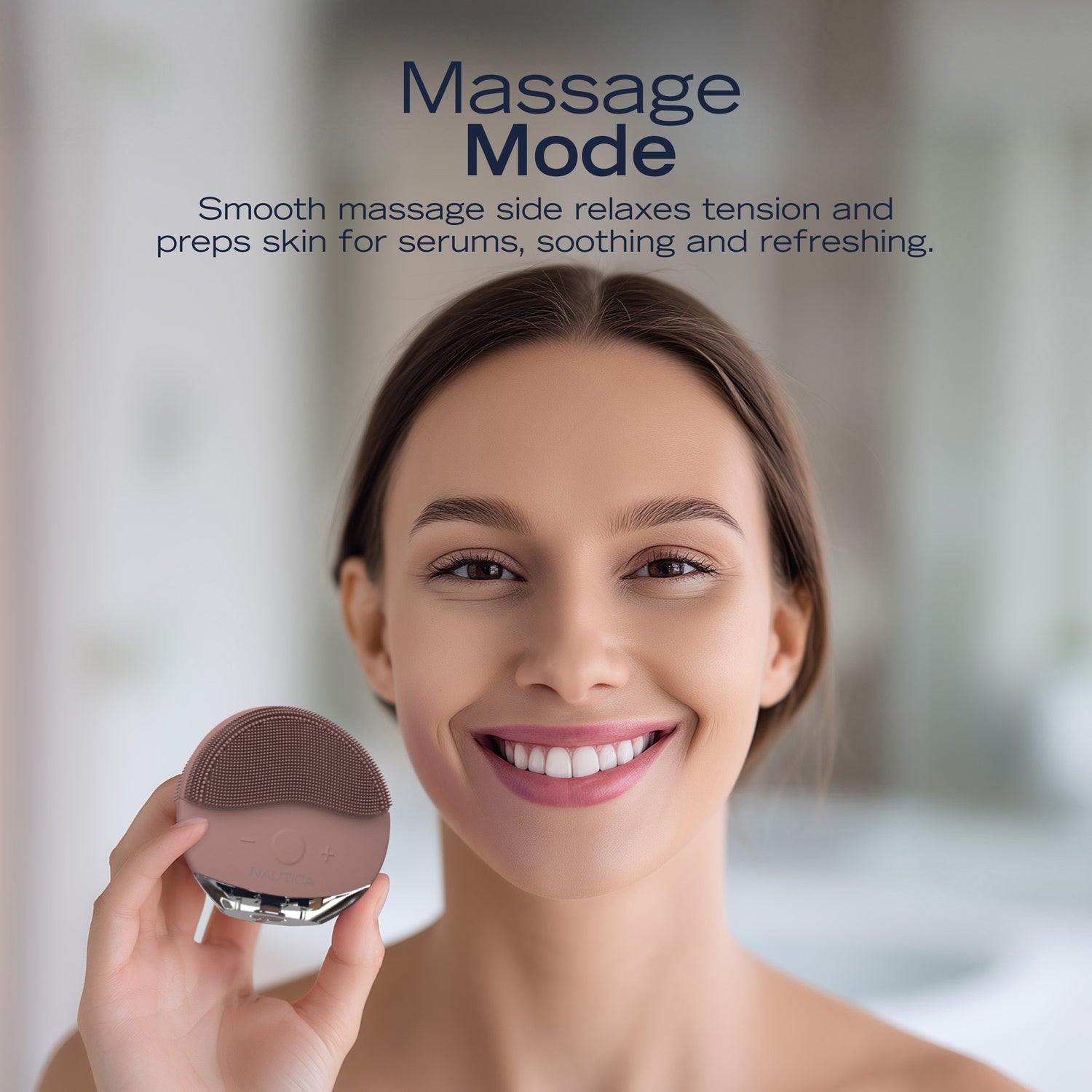 NAUTICA UCCPC01-29 Sonic Facial Cleansing Brush – Dual-Sided, Waterproof, Rechargeable, with Ambient Night Blue Light
