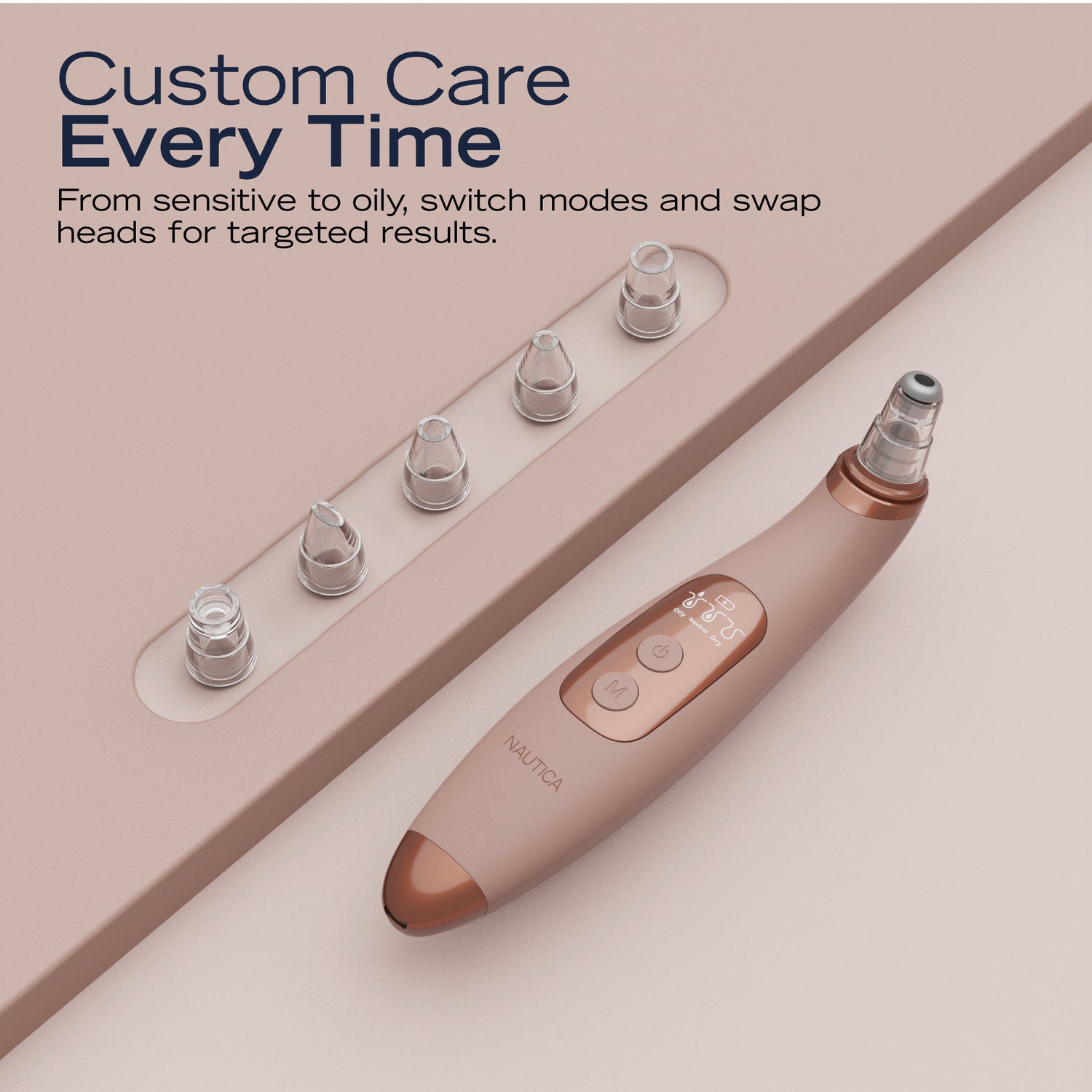 NAUTICA(R) Blackhead Remover VAC NUD - Portable Skin Purifier with Adjustable Suction Levels and Interchangeable Heads