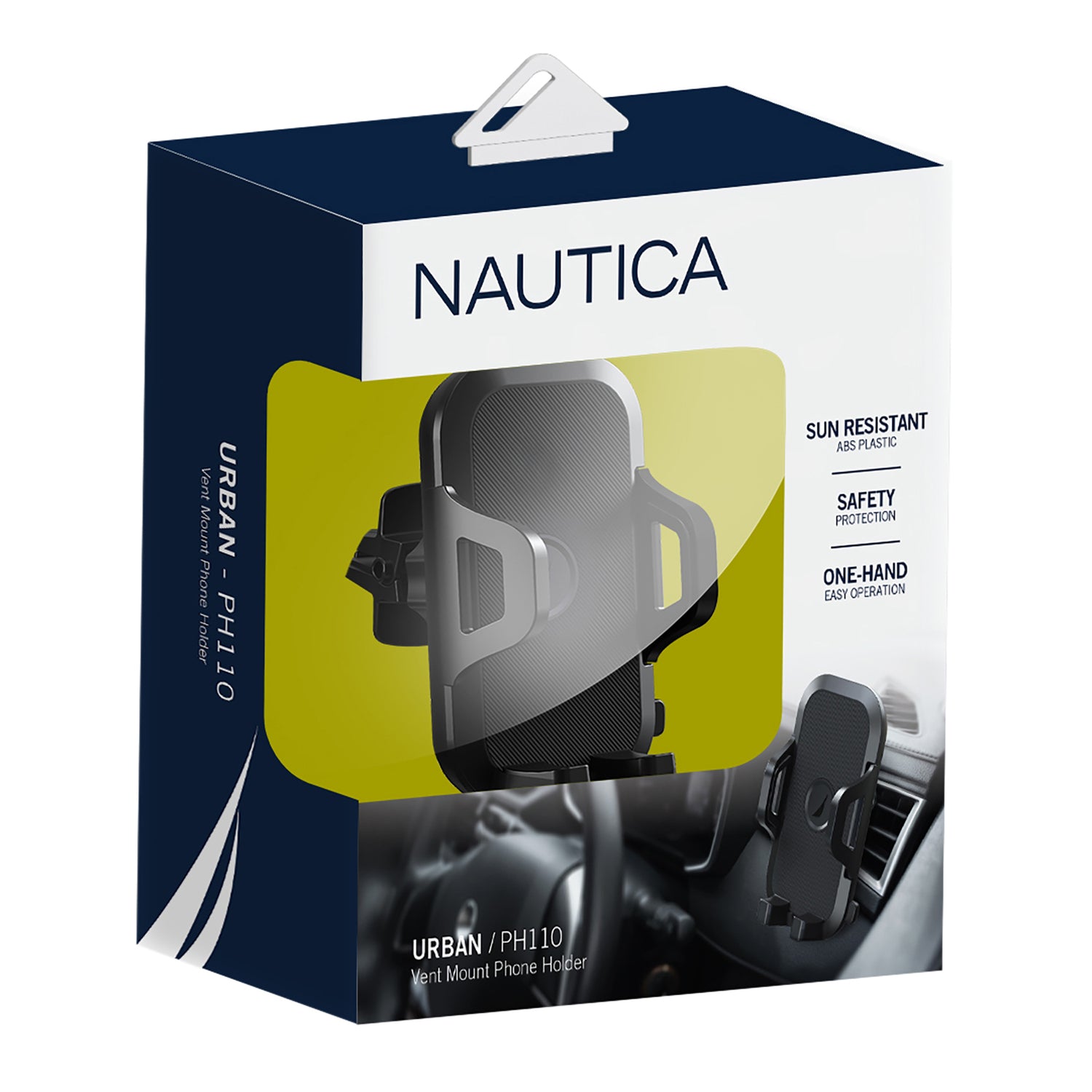 NAUTICA VNT Mount Phone Holder UCCPH02 – Urban Black, Secure Air-Vent Design with 360° Rotation for Car Dashboard and Air Vent Compatibility
