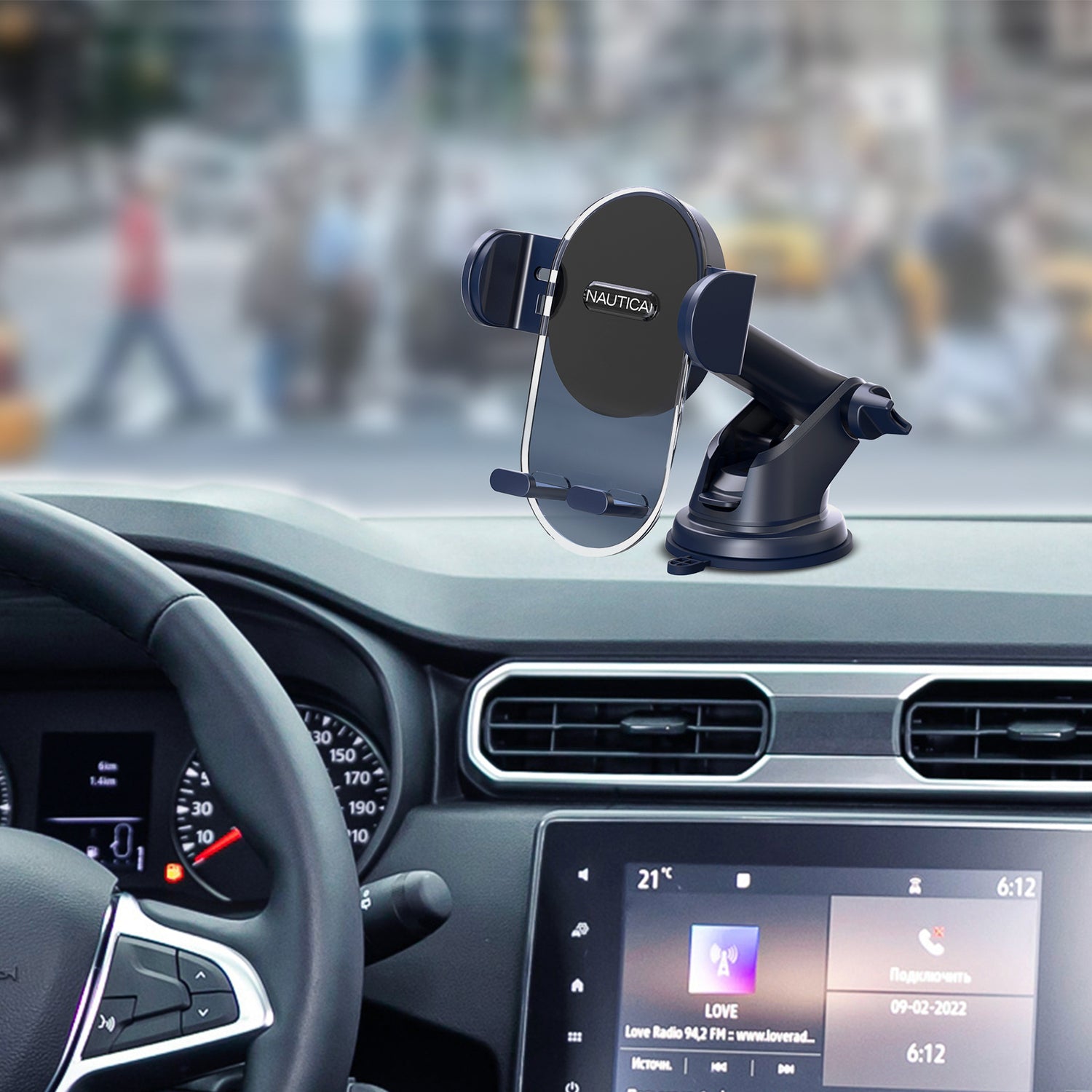 Nautica UCCPH03 Uni Car Phone Holder - Urban Navy with 3-in-1 Mounting System and 360° Rotation