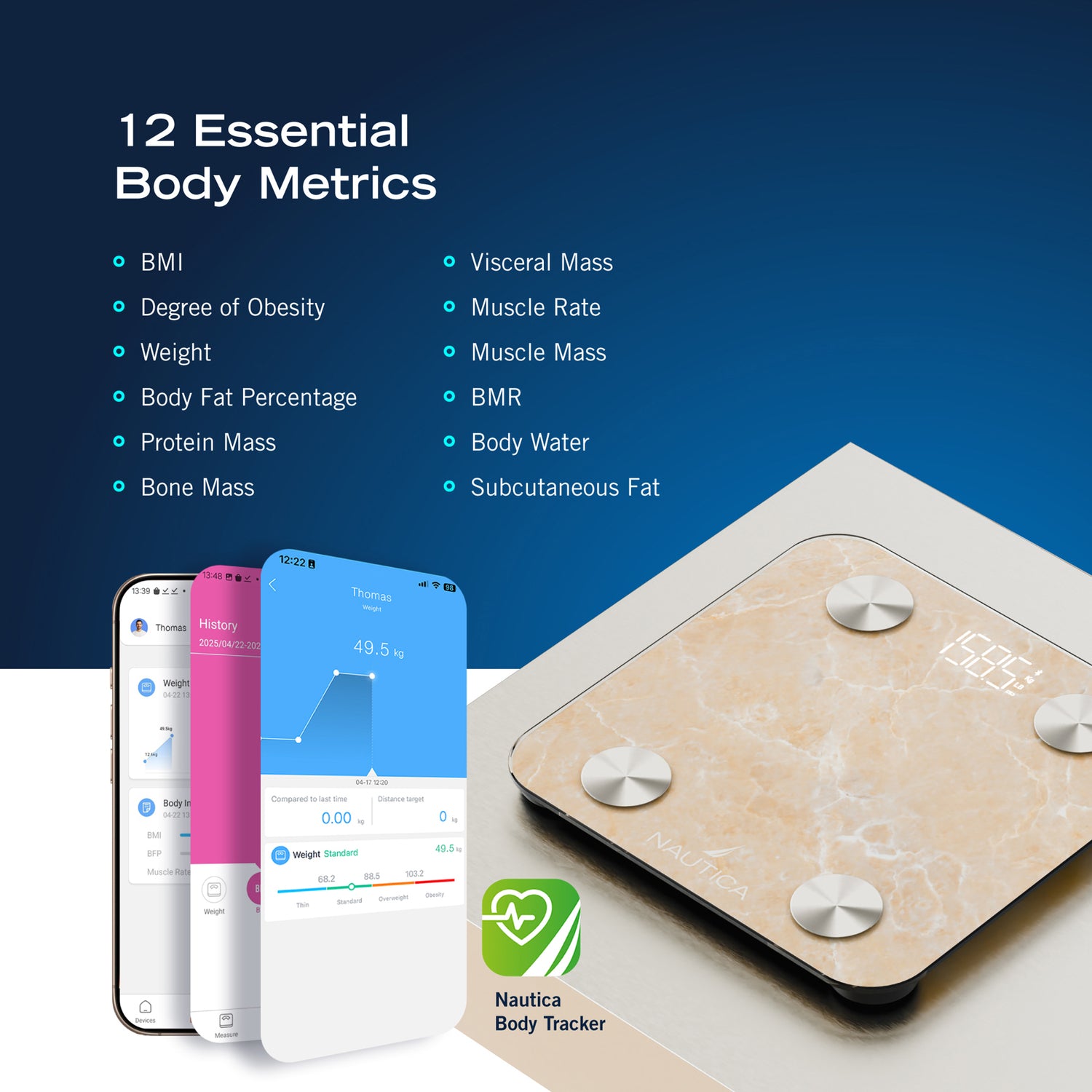 Nautica SMRT Body Scale with Body Tracker App and Bluetooth - Part UCCSC01-07
