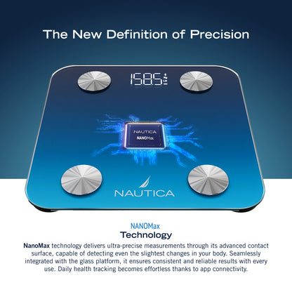 Nautica UCCSC01-12 Smart Body Scale with Bluetooth Connectivity and 12 Key Health Metrics