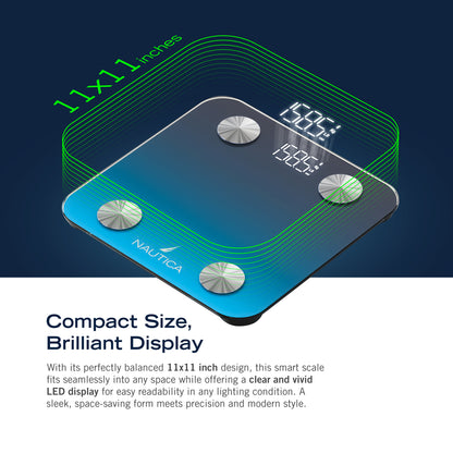 Nautica UCCSC01-12 Smart Body Scale with Bluetooth Connectivity and 12 Key Health Metrics
