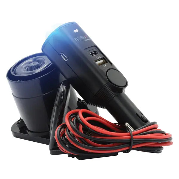 TECHNAXX(R) CAR ALARM PRO TX-168 Rechargeable 12V/24V Car Alarm with External Siren and Remote Control