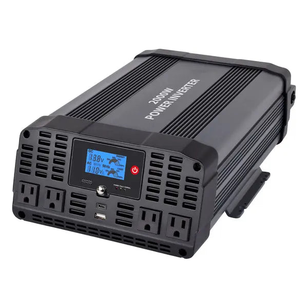 TECHNAXX 2KW Pure Sine Wave Inverter TE22 – 2000 Watt Continuous Power with USB-C and Quick Charge 3.0