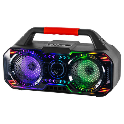 RCA BEAT-4 Bluetooth Portable Boombox Speaker with RGB Lights and Karaoke Input