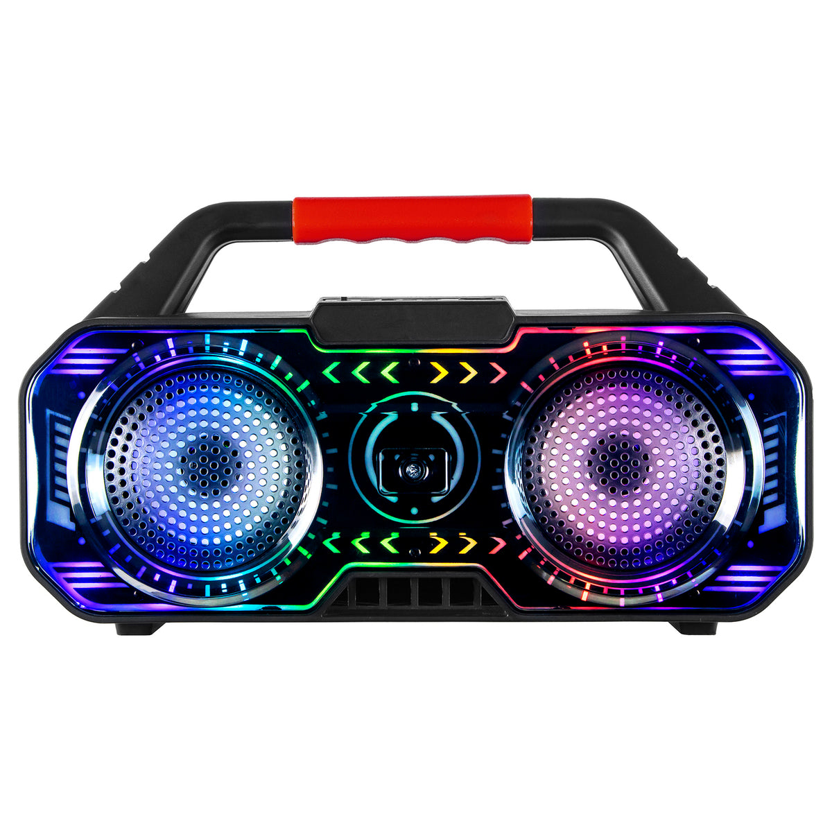 RCA BEAT-4 Bluetooth Portable Boombox Speaker with RGB Lights and Karaoke Input