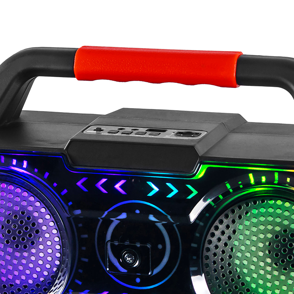 RCA BEAT-4 Bluetooth Portable Boombox Speaker with RGB Lights and Karaoke Input