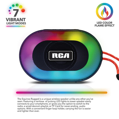 RCA DISCO-101 Portable Bluetooth Mini Speaker with RGB Flame Effect Lighting