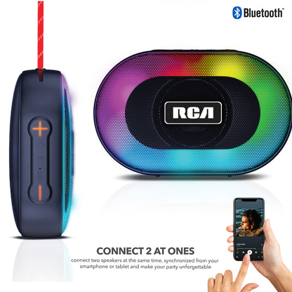 RCA DISCO-101 Portable Bluetooth Mini Speaker with RGB Flame Effect Lighting