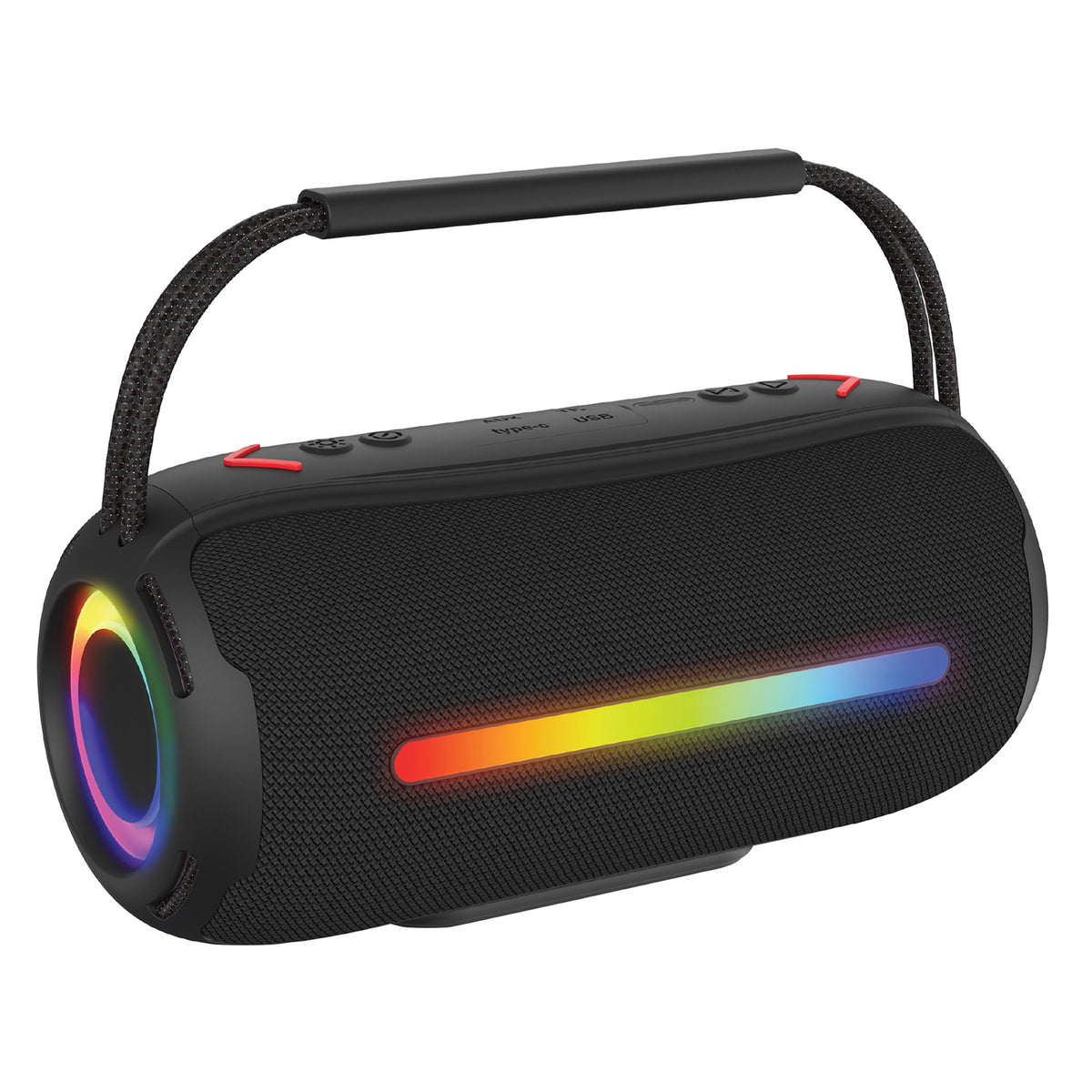 RCA FLEX-3BLACK Portable Bluetooth Mini Speaker with RGB Flame-Effect Lighting, Black