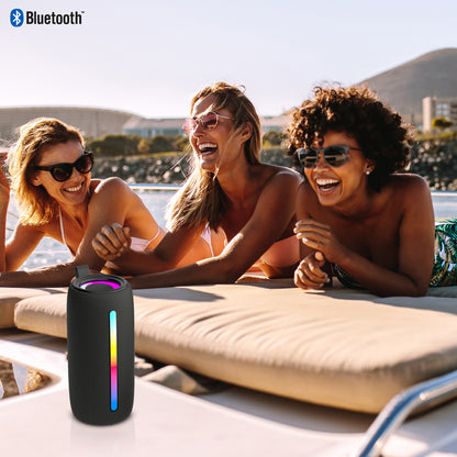 RCA FLEX-4 BLACK Mini Bazooka Party Speaker with Bluetooth 5.1 and Flame-Effect Lighting
