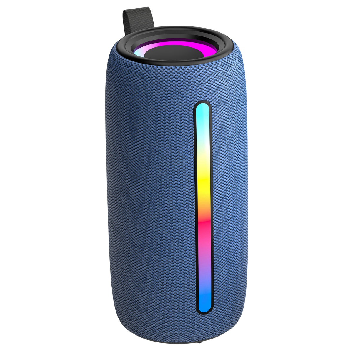RCA FLEX-4 NAVY Mini Bazooka-Style Bluetooth Party Speaker with Flame-Effect LEDs