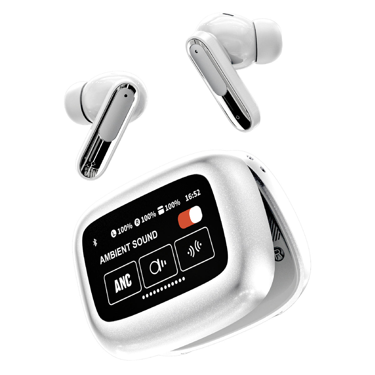 RCA WAVE-45WHT Wireless Touch Earbuds with Active Noise Cancellation, White