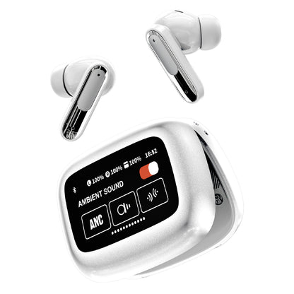 RCA WAVE-45WHT Wireless Touch Earbuds with Active Noise Cancellation, White