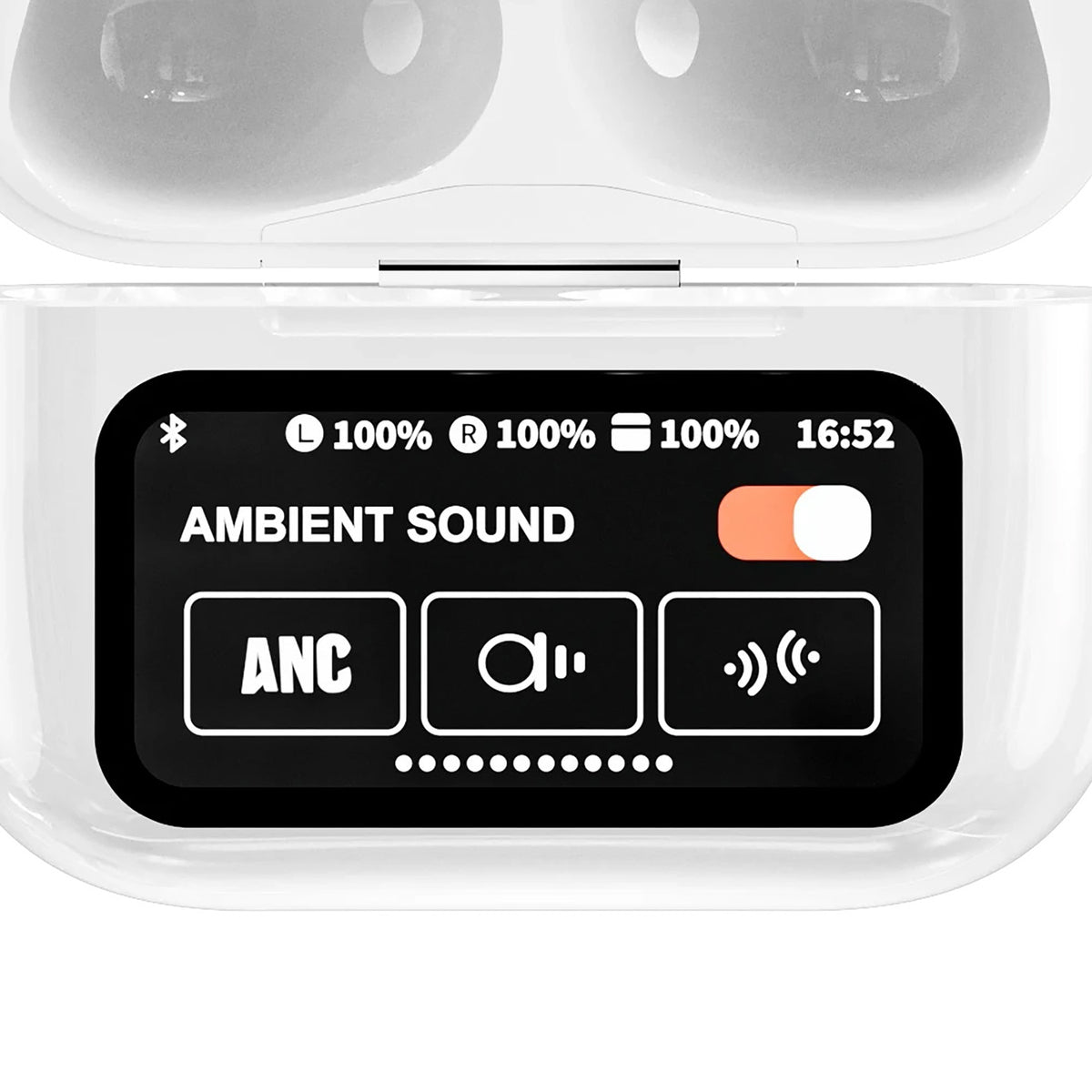 RCA WAVE-48WHITE True Wireless Bluetooth Earbuds with Charging Case and Display, White