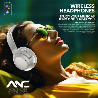 RCA WAVE-76SLV Wireless Bluetooth 5.4 Headphones with Active Noise Cancellation, Silver