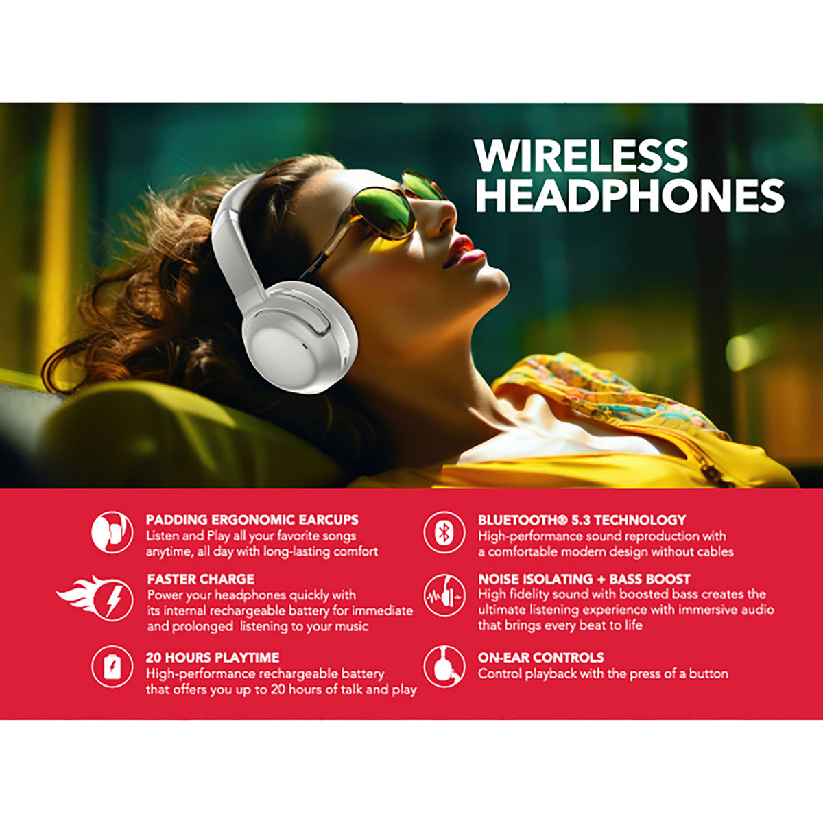 RCA WAVE-76SLV Wireless Bluetooth 5.4 Headphones with Active Noise Cancellation, Silver