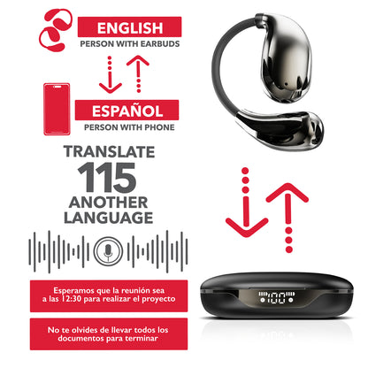 RCA WAVE-88BLK AI Translation Wireless Bluetooth Earbuds, Black