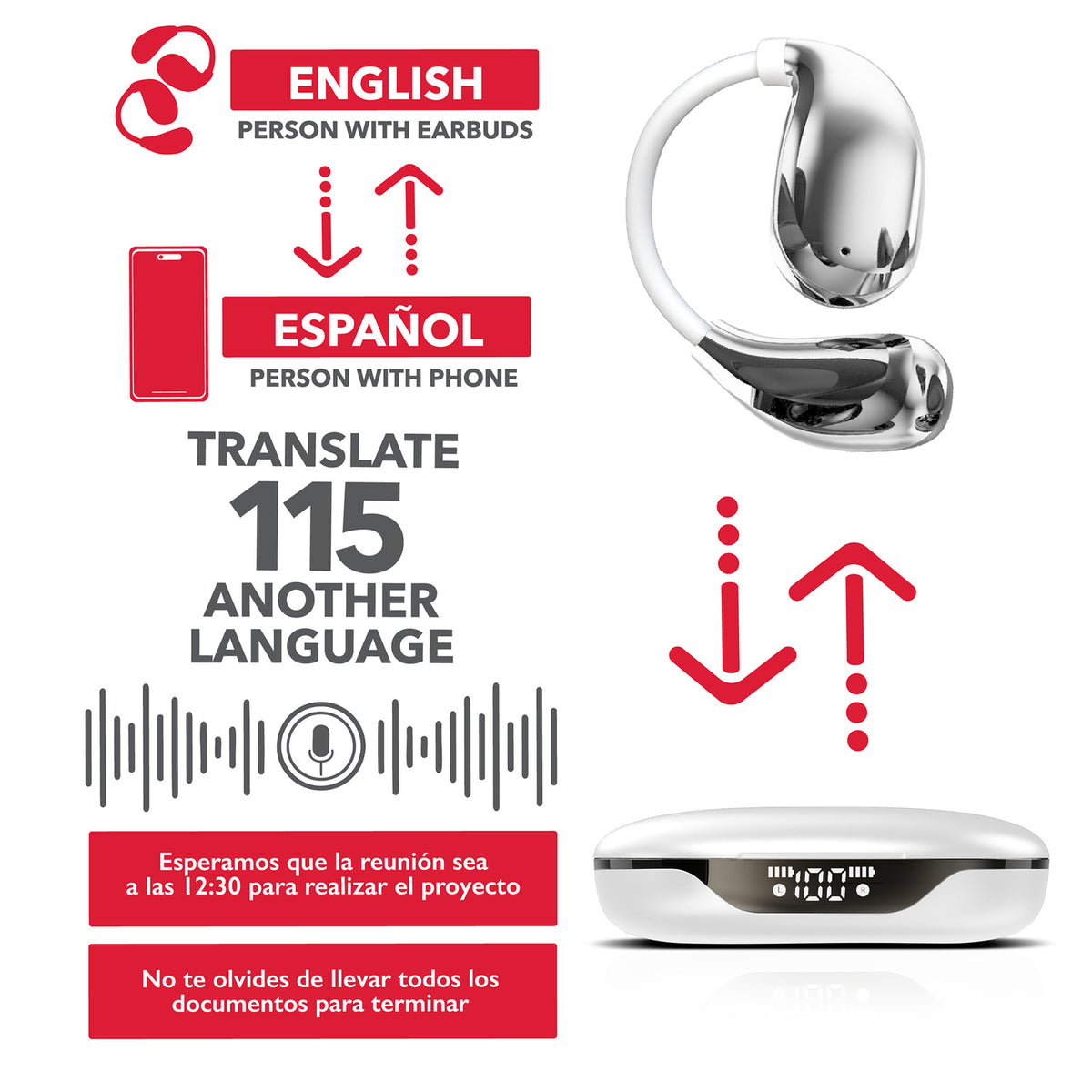 RCA WAVE-88WHT AI Translation True Wireless Earbuds, White