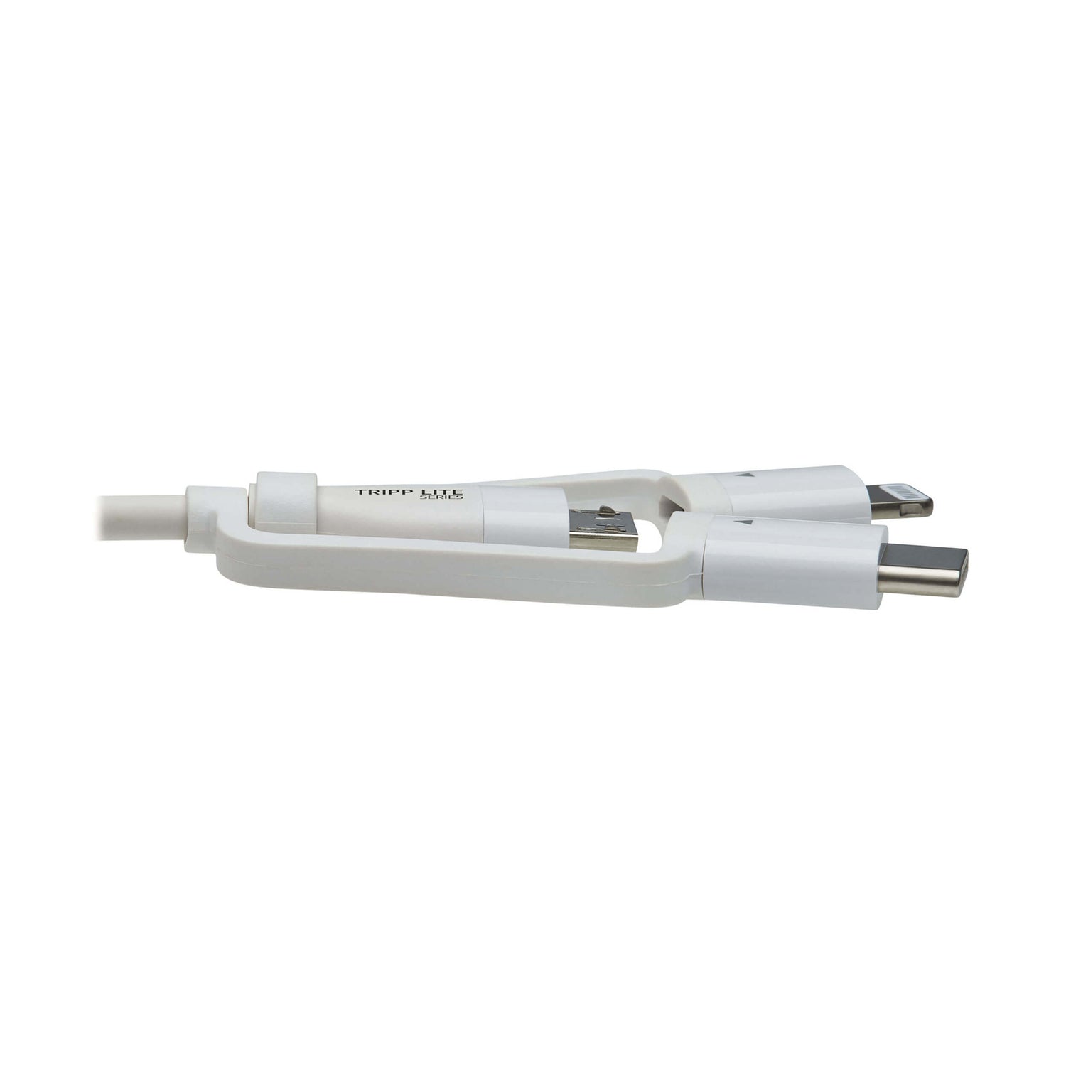 Tripp Lite by Eaton M101AB-004-LMCW Safe-IT 4 ft USB-A to Lightning, Micro-USB and USB-C Charge and Sync Cable