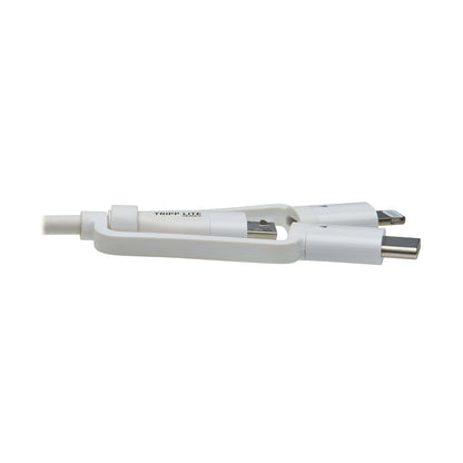 Tripp Lite by Eaton M101AB-004-LMCW Safe-IT 4 ft USB-A to Lightning, Micro-USB and USB-C Charge and Sync Cable