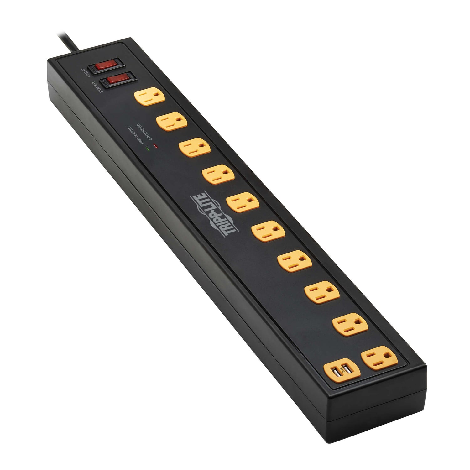 Tripp Lite by Eaton TLP1006USB Protect It! 10-Outlet Surge Protector with USB Charging and LED Light Bars