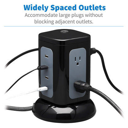 Tripp Lite by Eaton TLP606UCTOWER 6-Outlet Tower Surge Protector with USB-C and USB-A Charging